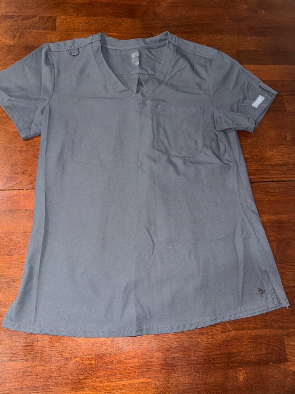Med Couture Women's Short Sleeve V-Neck Top in Gray